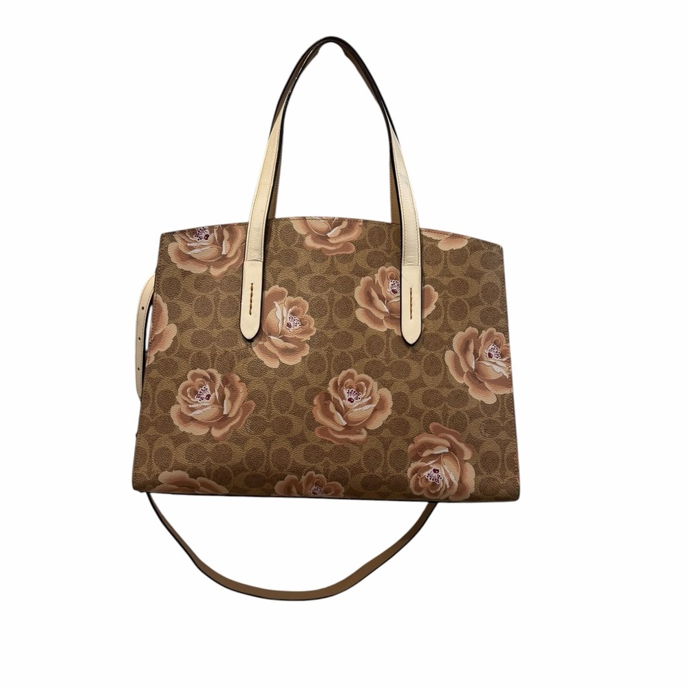 🌿 Coach Charlie Carryall Signature Rose Print Satchel 🌿 - Picture 3 of 12